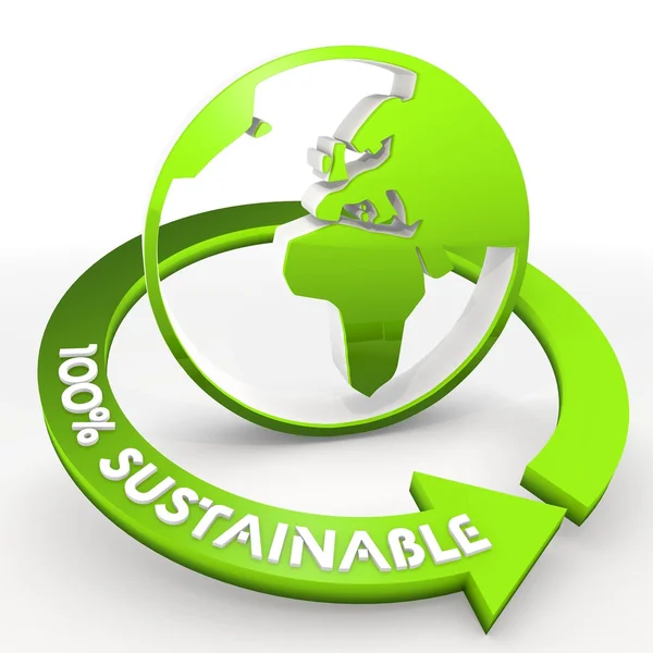 100 procent hållbar eko världen illustration i en vit bac — Stockfoto