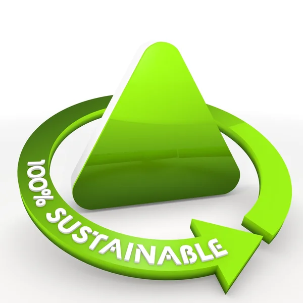 100 percentage sustainable ecological green triangle Illustratio — Stock Photo, Image