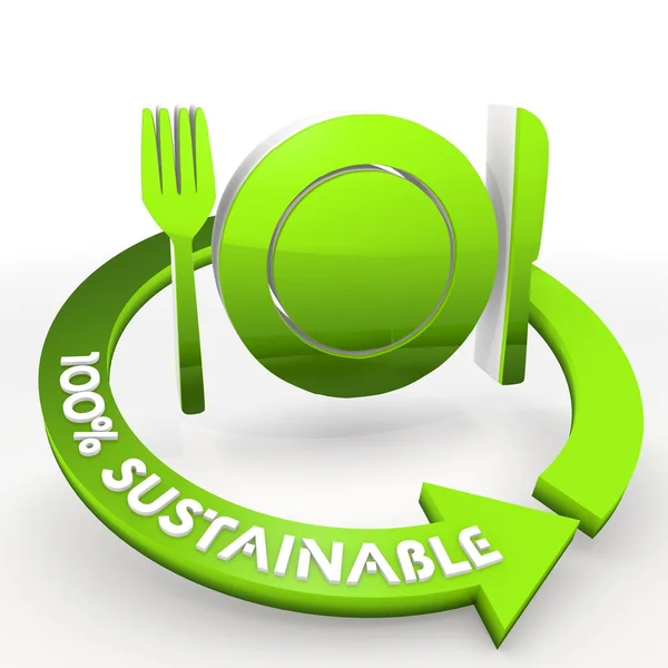 100% restaurante ecológico sostenible Ilustración en Imagen De Stock