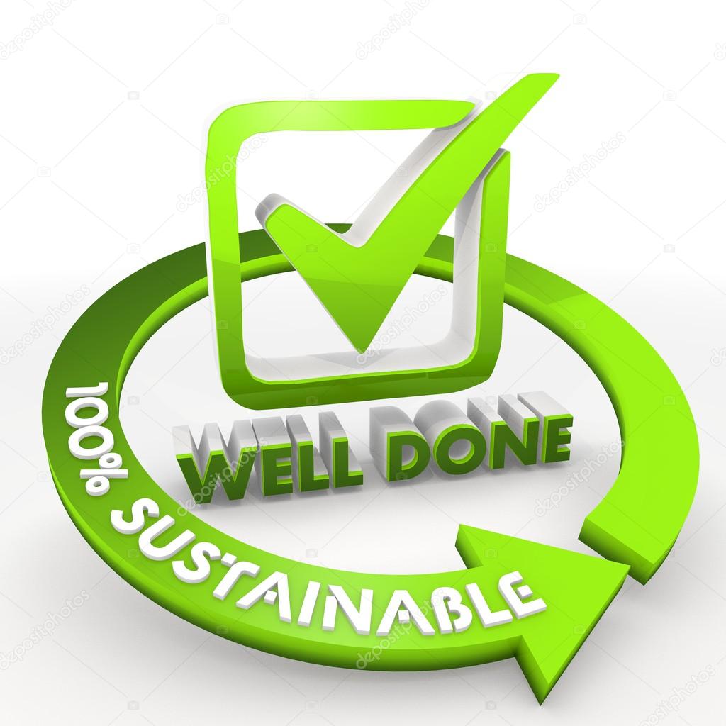 100 percentage sustainable ecological well done Illustration