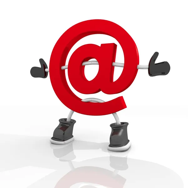 Cukierek czerwony e-mail 3d znaków na białym tle Zdjęcie Stockowe
