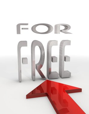 Metallic for free icon with a red arrow