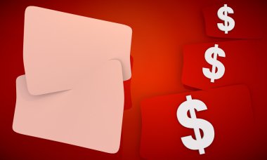 üç güzel ikonları ile dolar simgesi kırmızı arka planda