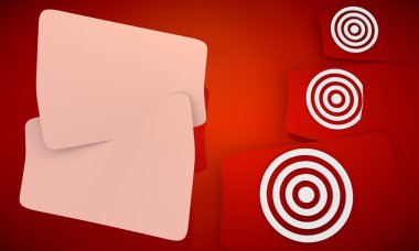 üç güzel ikonları ile kırmızı arka planda gözden disk simgesi