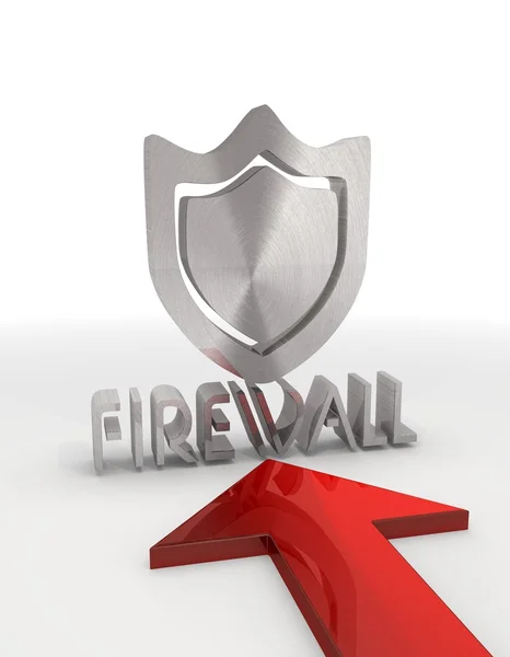 Het pictogram van geïsoleerde stalen firewall met rode pijl — Stockfoto