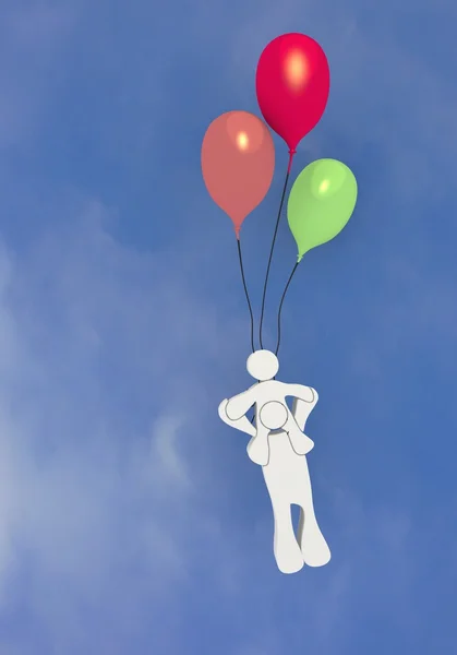 Three colourful ballons with dad symbol flying in the sky — Stock Photo, Image