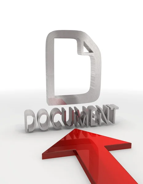 Isolated document icon with red arrow in a white background — Stock Photo, Image