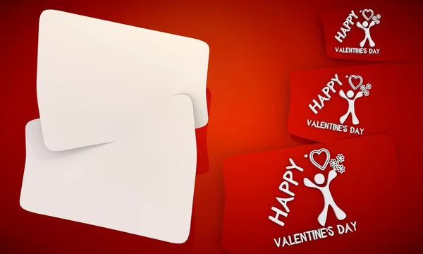 Иконка Дня святого Валентина на красном фоне с тремя красивыми иконами — стоковое фото