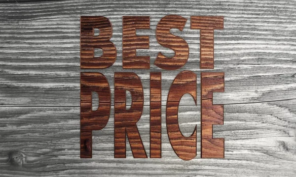 Best price symbol in a wooden background — Stock Photo, Image