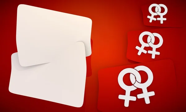 3 つの素敵なアイコンで赤い背景の同性愛のアイコン — ストック写真