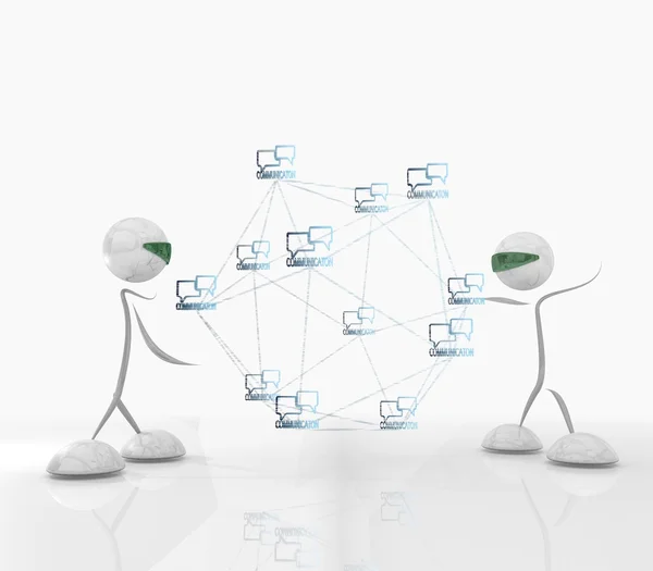 Rede de comunicação cibernética com dois caracteres futuristas — Fotografia de Stock