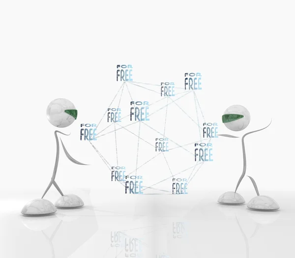 Cyber For free network with two futuristic characters — Stock Photo, Image