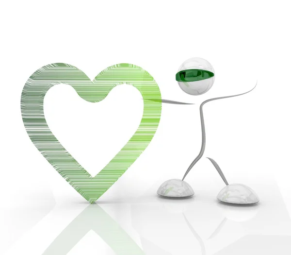 Heart icon with a futuristic character on a white backgrounder — Zdjęcie stockowe