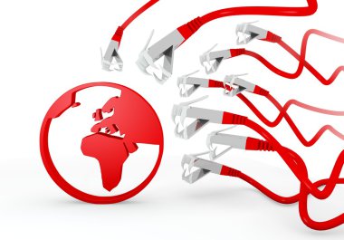 3D render siber ağ tarafından saldırıya bir hacked dünya simgesi