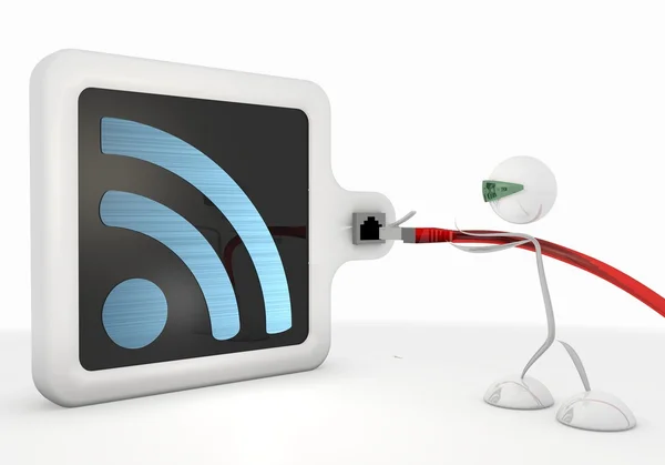 3d renderizado de un icono wifi elegante con carácter futurista 3d — Foto de Stock
