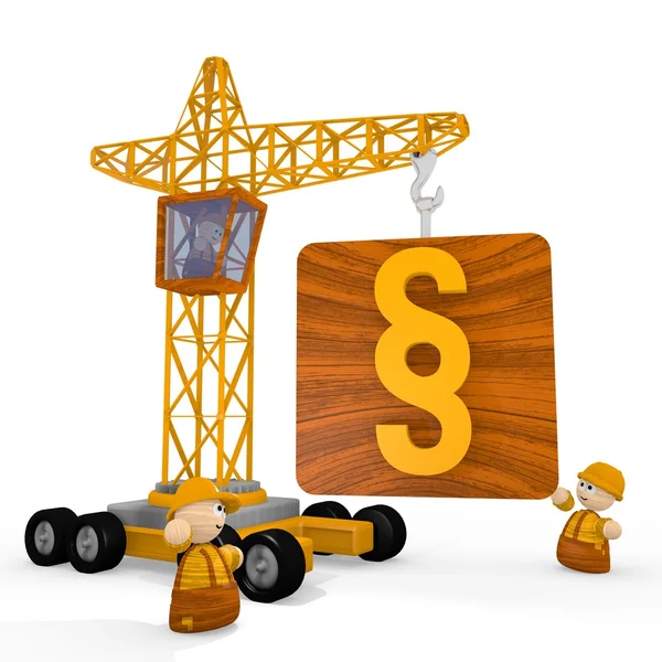 3d render of a judicial law icon with a crane — Stock Photo, Image