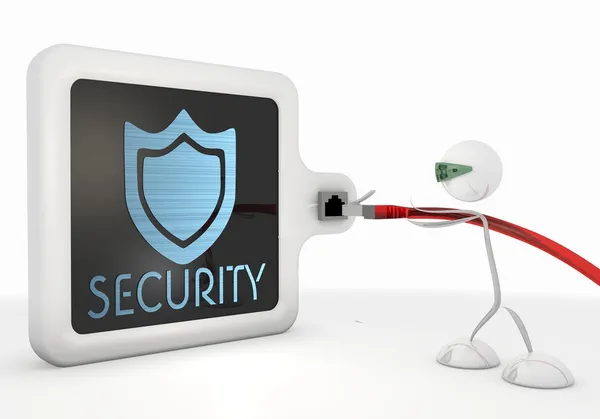 3d render of a cute security icon with futuristic 3d character — Stock Photo, Image