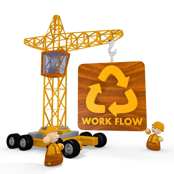 3d graphic of a cute workflow symbol with a crane — Stock Photo, Image