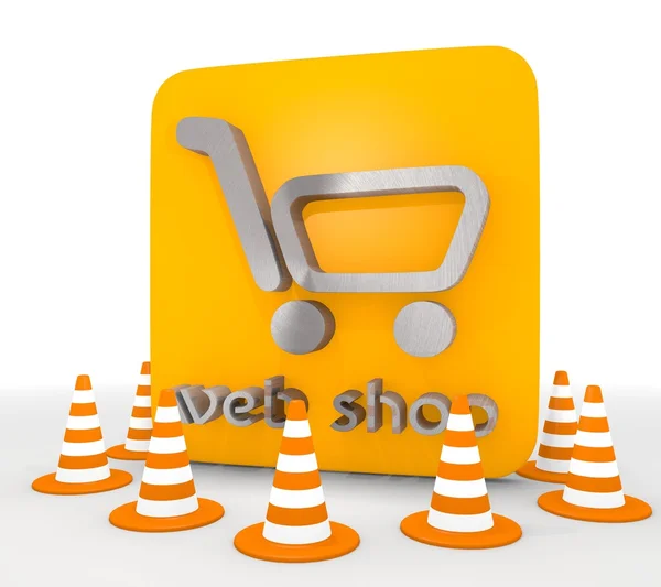 3D-Rendering eines metallischen Webshop-Symbols — Stockfoto