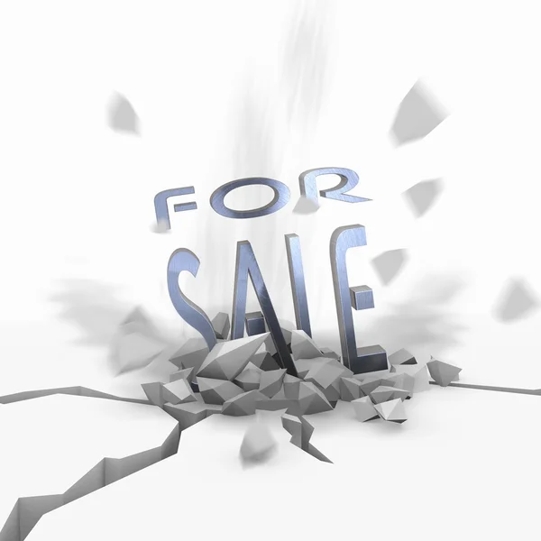 3d renderização de um ícone de venda quebrado caiu do céu — Fotografia de Stock
