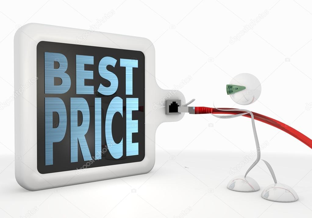 best price icon with futuristic 3d character