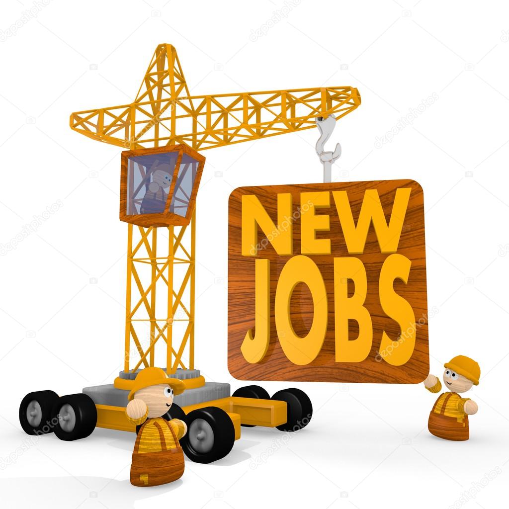 3d graphic of a cute new jobs symbol with a crane