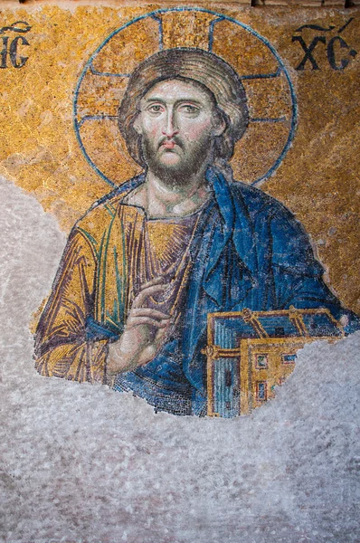 绫索非亚-圣索非亚大教堂索菲亚壁画的耶稣基督在土耳其伊斯坦布尔 — 图库照片