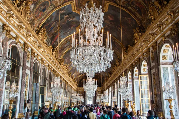 Hall av speglar, versailles, paris, Frankrike Royaltyfria Stockfoton