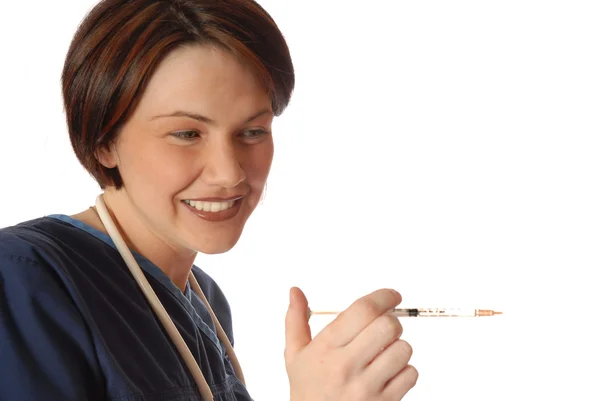 Nurse with needle — Stock Photo, Image