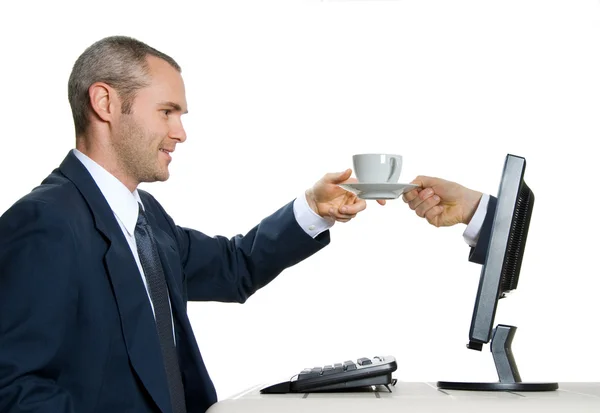 Un homme d'affaires obtient du café — Photo