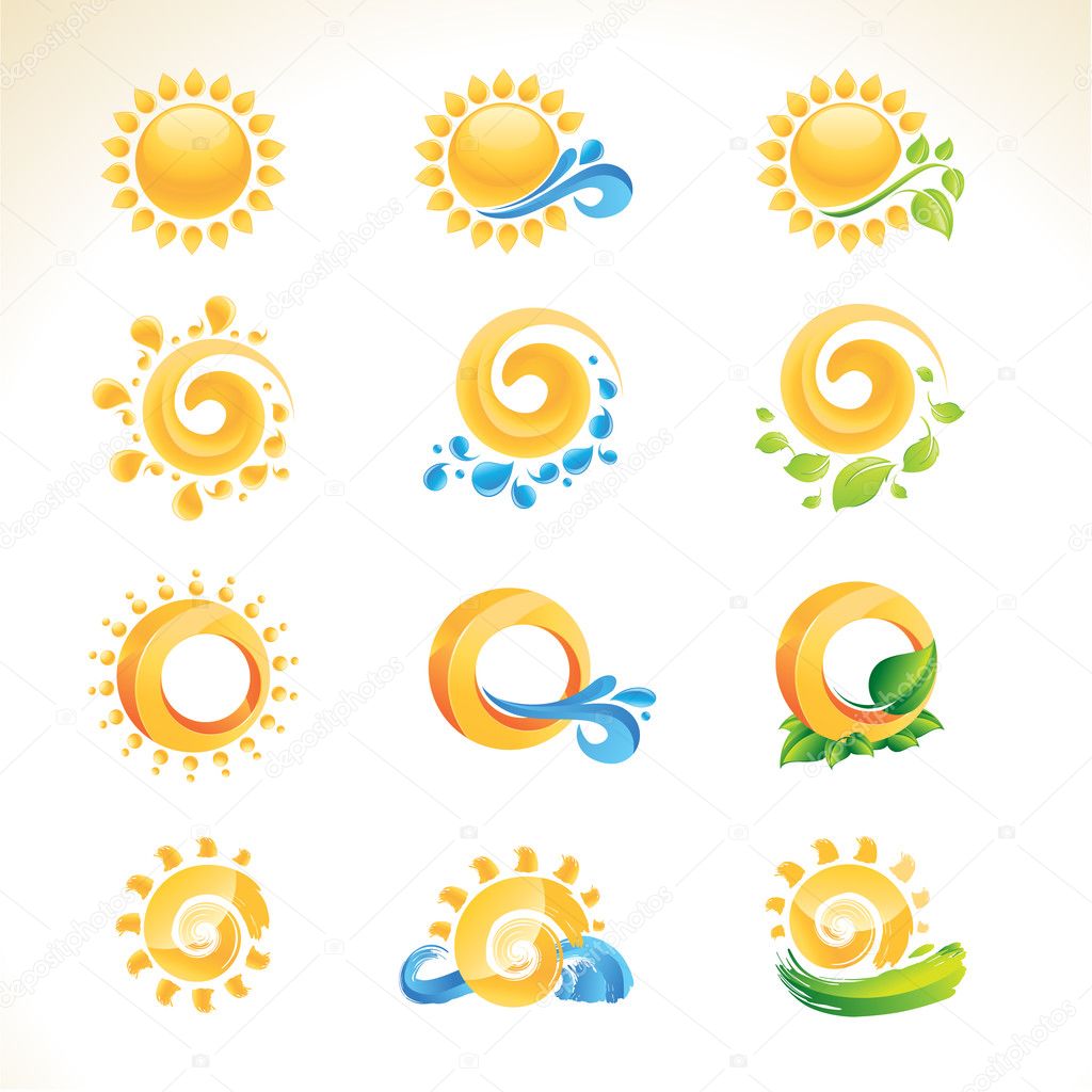 Set of vector sun icons