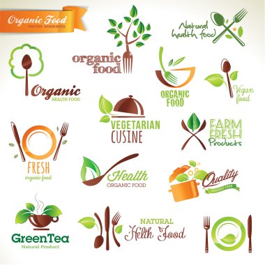 icons and elements for organic food clipart
