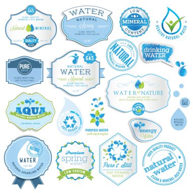 Set of water labels clipart