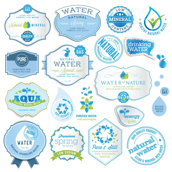 Set de etiquetas de agua — Archivo Imágenes Vectoriales