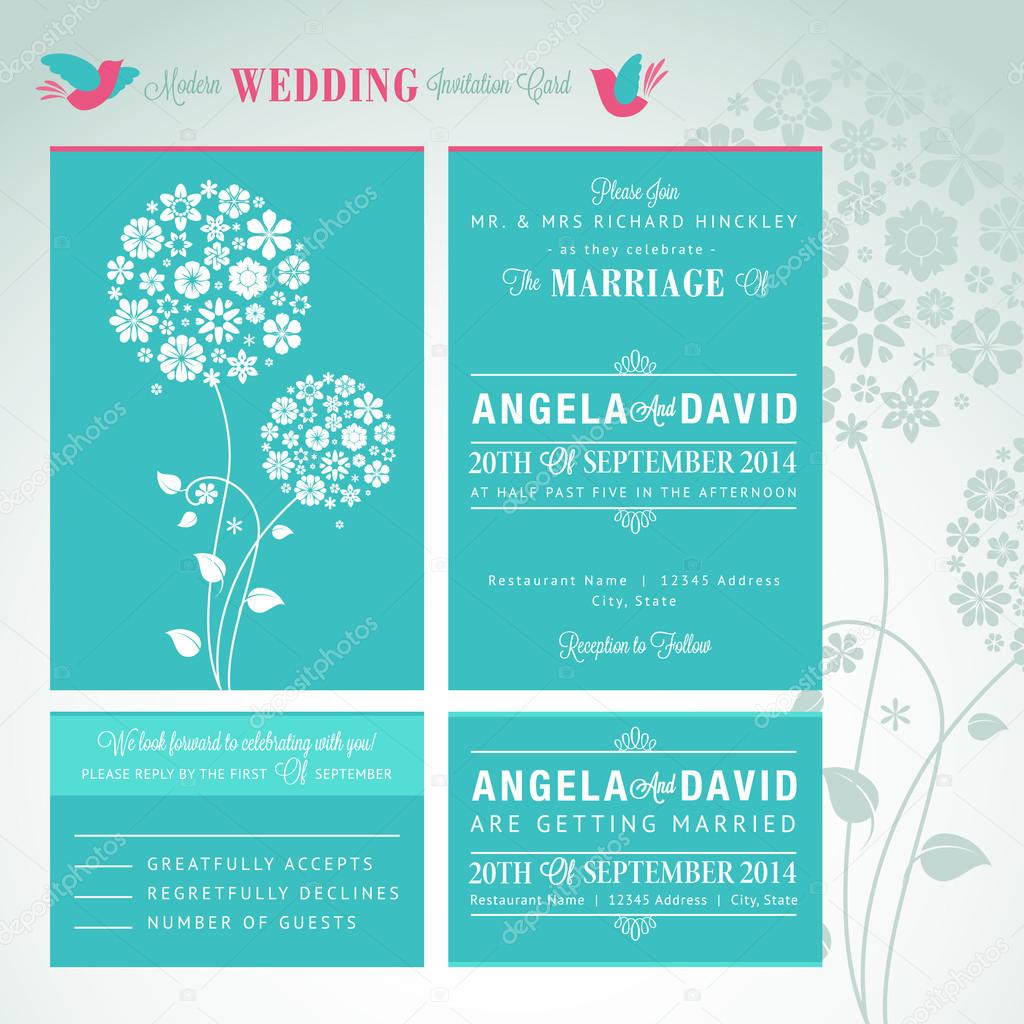 Modern wedding invitation card set