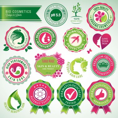 Set of cosmetics badges and labels clipart