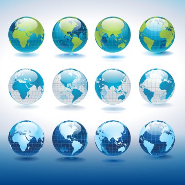 Set of vector globe icons
