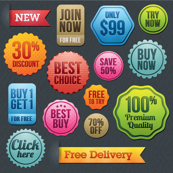 Set of labels and badges