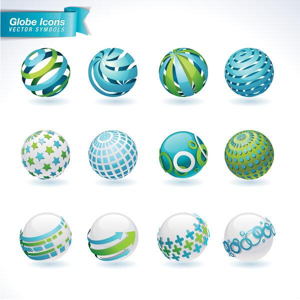 Set of abstract globe icons