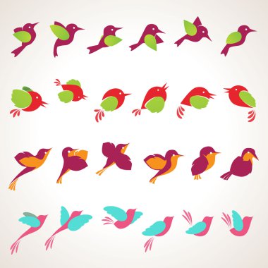 Set of birds icons clipart