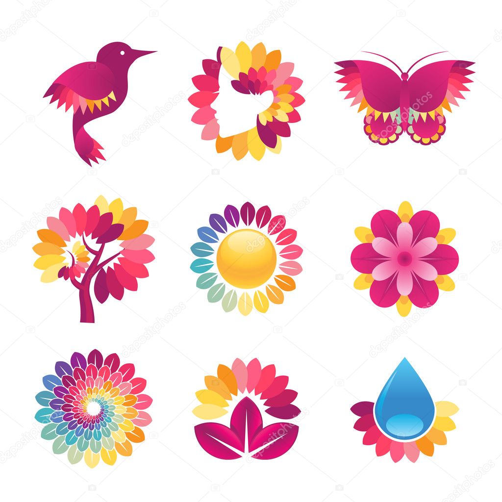 Set of colorful vector icons for cosmetics, spa, beauty