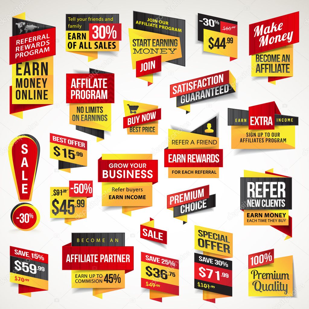 Set of vector stickers and banners for sale