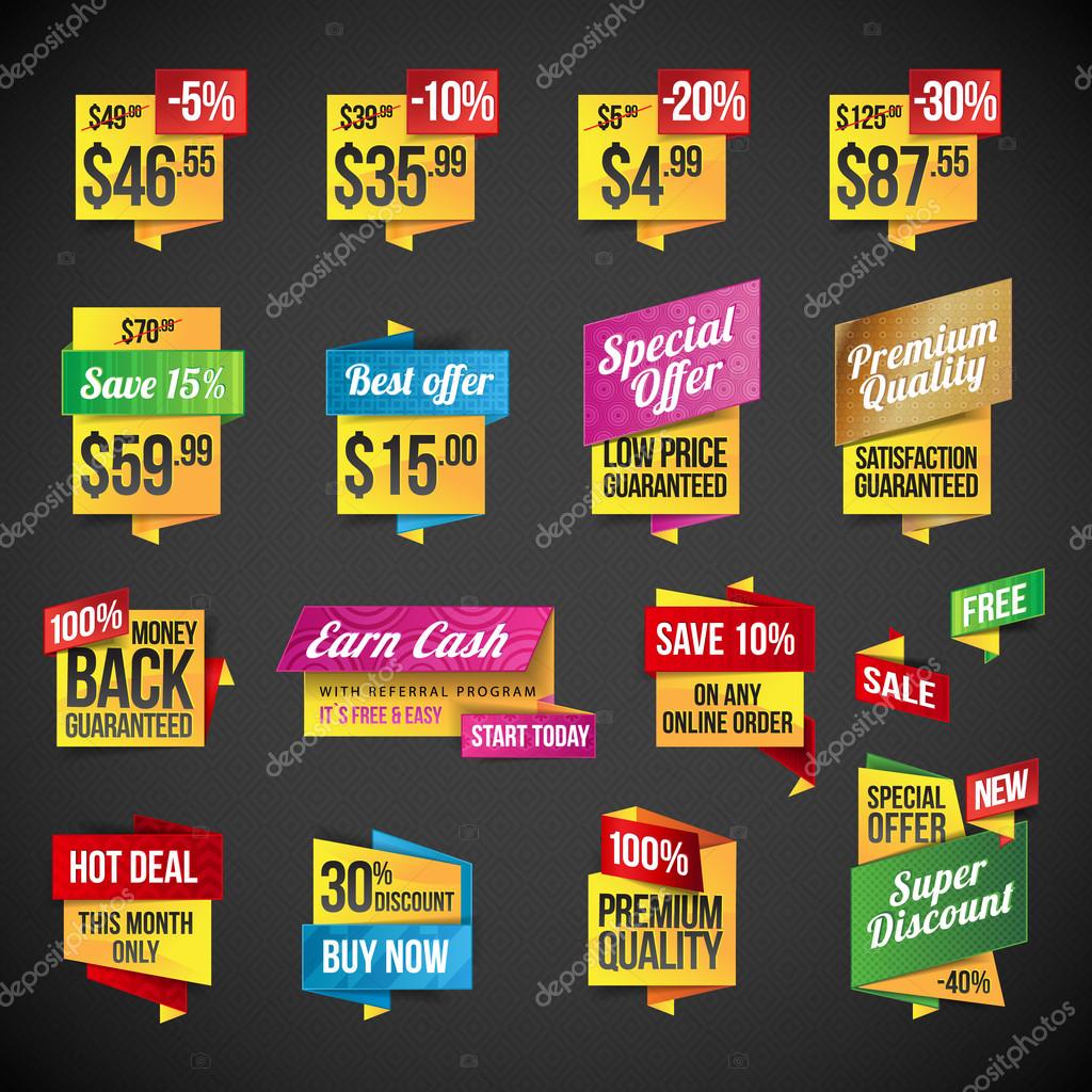 Set of vector stickers and badges for sale