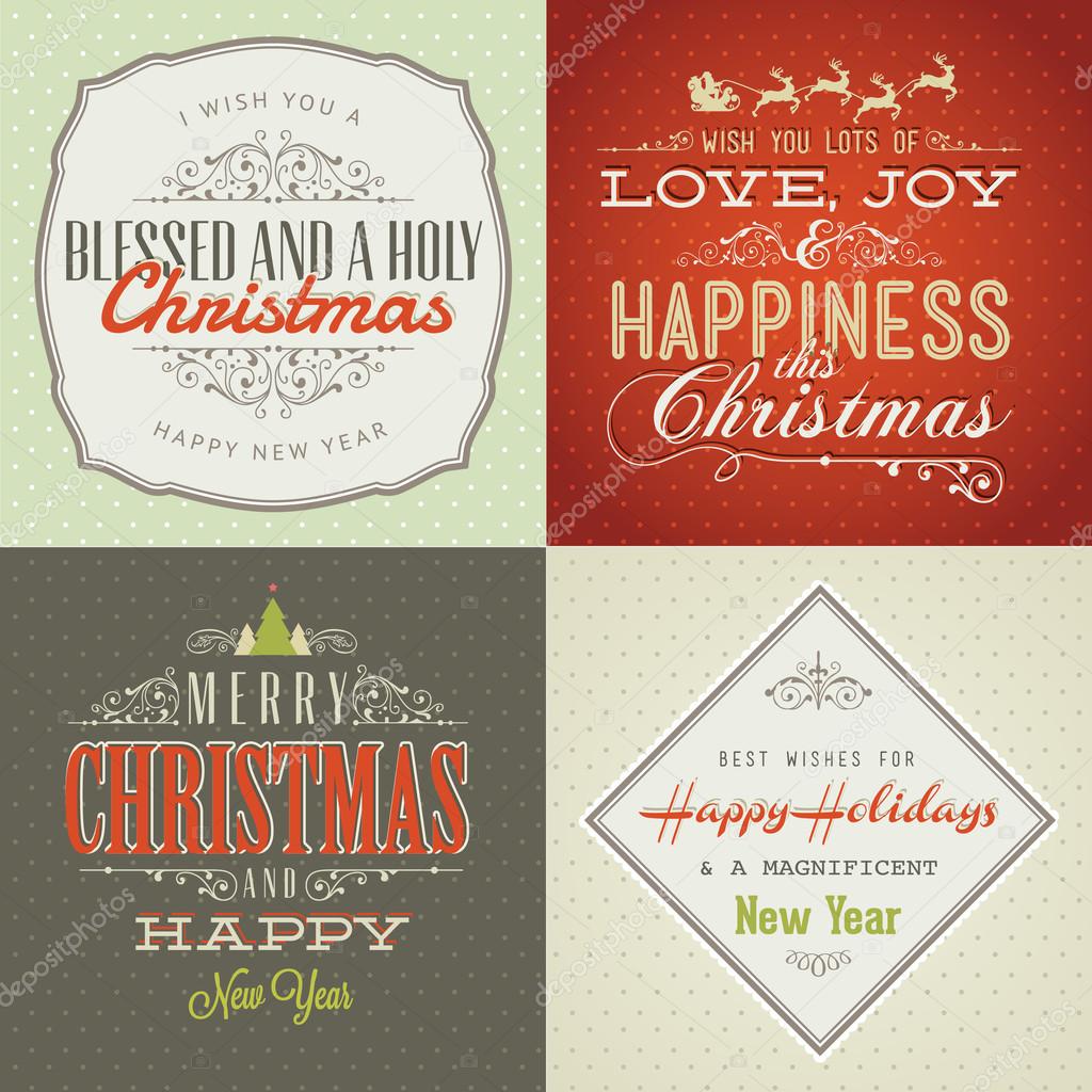 Set of vintage styled Christmas and New Year cards