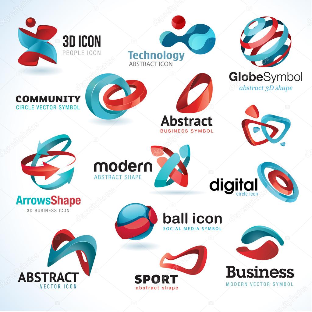 Set of modern business abstract icons