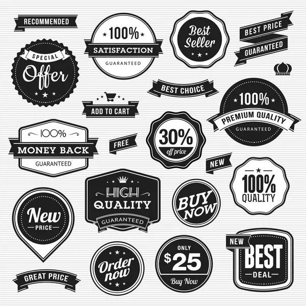 Set of labels and ribbons for sale — Stock Vector