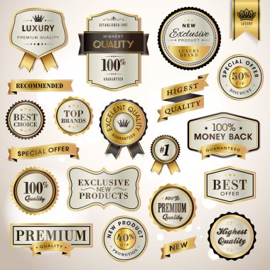 Set luxury labels and ribbons clipart
