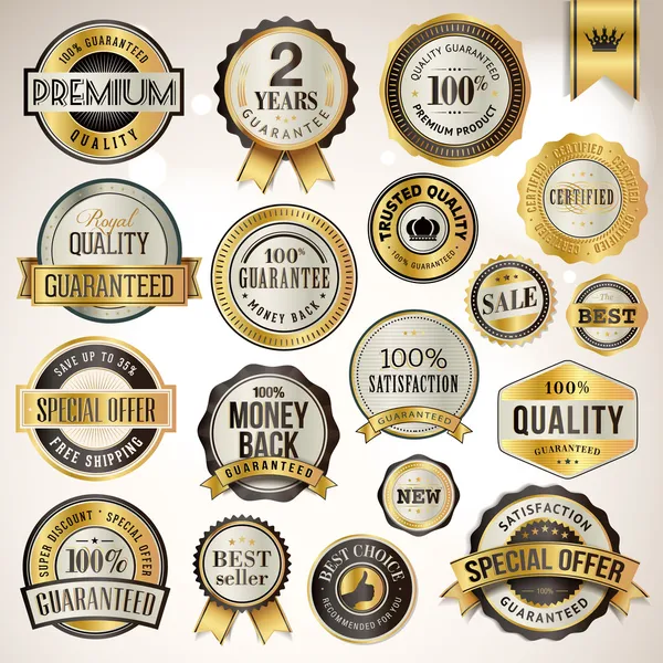 Ensemble de badges et autocollants de luxe — Image vectorielle