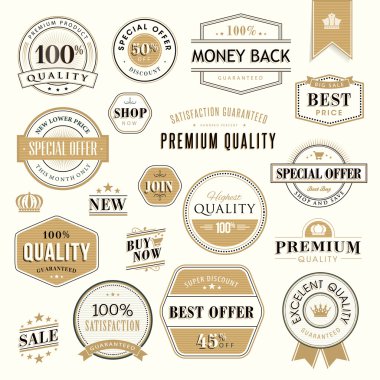 Set of golden badges and stickers for sale clipart