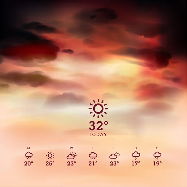 Modelo de widget de tempo e fundo do tema nascer do sol — Vetor de Stock